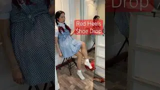 👠 Red Heels Shoe Drop, Nylons Pantyhose Socks Feet Dangle, Cosplay Shoeplay Layering Tights