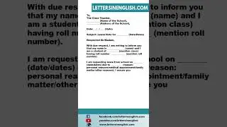 Leave Note to Class Teacher - How to Write a Leave Note for School