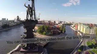 Aerial shot of Peter the Great Statue in Moscow, Russia