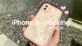 iphone 11 unboxing in 2026 ☁️white 128gb + quick set up~ aesthetic unboxing🌸