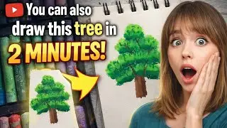 How to draw easy peasy tree for kids using oil pastels #easydrawing #oilpastelsdrawing 