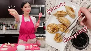 how to make Korean kimchi tofu dumplings from scratch (김치만두) | Cooking with Nina