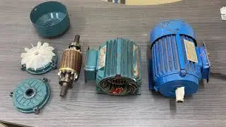 Parts of a three-phase electric motor