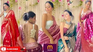 *under 300/- Meesho Banarasi Saree Haul + Try On | Sabse Sasta | Nikita Surolia #meesho #saree #haul