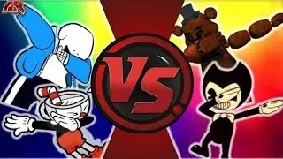 Cuphead vs Bendy vs Sans vs Freddy! (Cuphead | Ink Machine | Undertale | FNAF) Cartoon Fight Night!