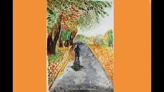Autumn landscape. Drawing by Marina Mazayeva