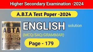 H.S. Exam.-2024 | ABTA Test Paper| English with MCQ SAQ GRAMMAR |Page-179
