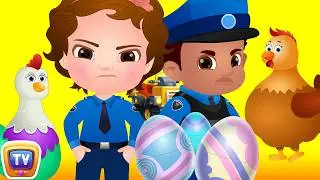 ChuChu TV Police Save The Super Hens from Bad Guys | Police Car Chase | ChuChu TV Surprise Eggs Toys
