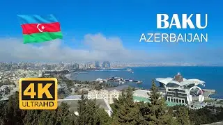 4K Virtual Tour: Rainy Streets of Baku and Ancient City Exploration | Night View from Highland Park
