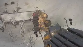 Snowrunner баг с бревнами, у Caterpillar зачесался бок