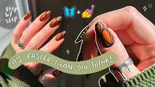Butterfly Wing Nail Art 🧡🦋 (how to fly away from your problems)