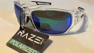 RAZE Eyewear Sunglasses Sonar Polarized Clear Frame Blue Mirror Smoke 28856