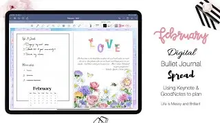 February Digital Bullet Journal Spread in Keynote + GoodNotes [CC]