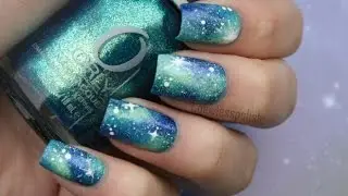 Green/blue galaxy nail tutorial