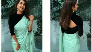 Beautiful plain saree with designer blouse/Plain sarees with contrast blouse 2020