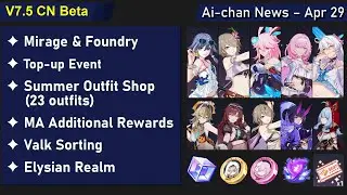 7.5 Beta - Summer Outfits Return, Mirage, Top-up Event, MA Additional Rewards - Honkai Impact 3rd