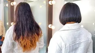 Her first time | Long to short bob haircut with a nape shave