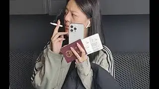 Chinese Girl Smokes At Airport