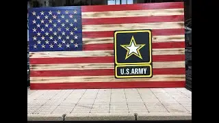 Making of a Rustic Torched Flag with Army Logo