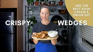 CRISPY Oven-Baked Potato Wedges with Creamy Dipping Sauce (This Dip is BOMB)