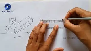Orthographic Projections of a given Isometric Gib Key | Engineering Drawing | Top, Front, Side View