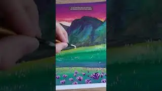 Poppy Field Gouache Landscape