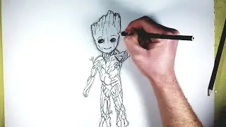 Easy how to Draw Baby Groot from Guardians of the Galaxy Volume 2