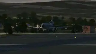 FSX CLS addon DC-10-30 landing at Lisbon Portugal LPPT External view (dusk)