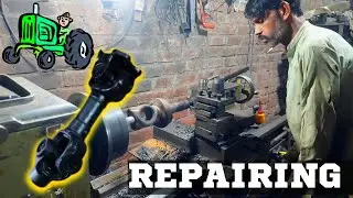 Hard working Old Man Repairing Tractor shaft Using Lathe Machine
