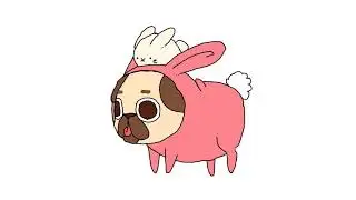 pug carries a rabbit