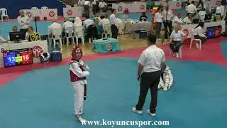 41kg Quarter Final - E. Dinç vs H. Korkmaz (2019 Turkish Cadet Taekwondo Championships)