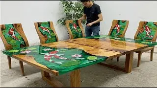[Challenge] Making Koi Fish Epoxy Table and Chairs from Scrap Wood