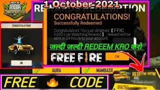 Free Fire Redeem Code Today 1 October | Free Fire India Championship Redeem Code | FF Redeem Code