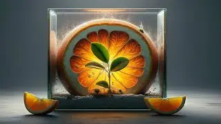 Orange slice in soil and the orange tree begins to grow