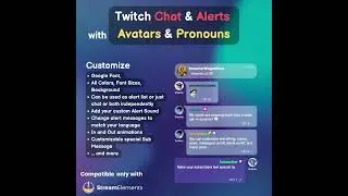 Twitch Chat with Avatars Alerts and Pronouns, Emotes, Typewriter effect for StreamElements and OBS