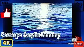 Easy Way To Draw A Seascape / Seascape Painting / Seascape Acrylic Painting Step By Step Beginner's