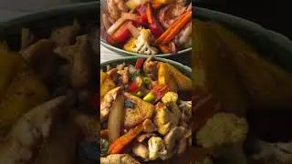 thai cuisine spicy shrimp and chicken with cashew nuts so yummy 