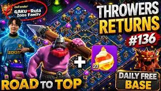 The Return of Throwers | FREE TH18 BASE LINK | Daily Ranked Attacks #136