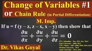 Change of Variables #1 in Hindi (M.imp) Partial Differentiation, Engineering Mathematics