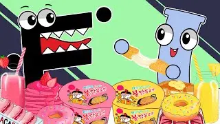 Food MUKBANG F & I, Pink and Yellow Korean food | Alphabet Lore ANIMATION