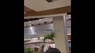Vídeo mostra momento que parte do teto do Pantanal Shopping desaba