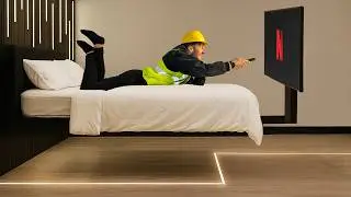 i built a floating bed with a HIDDEN TV