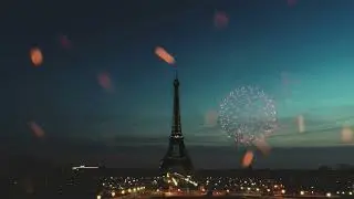 New Year in Paris Fireworks Ambience -- Eiffel Tower View