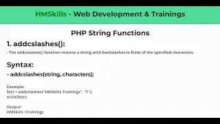 PHP String Functions in Hindi || addcslashes() || String Functions()