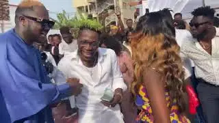 Shatta Wale Sprays Full Bag of Money on Fella Makafui & Medikal at their wedding