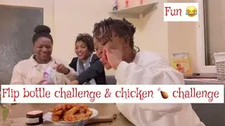 Flip the bottle and eat chicken challenge with my mom friends