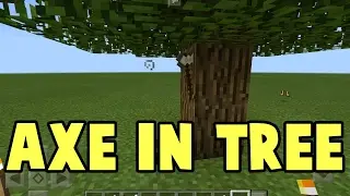 AXE STUCK IN TREE // minecraft pe trick [Minecraft PE 1.0.5]