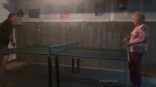 Grandma gets hits in the face with Ping-Pong ball while ACDC is Playing