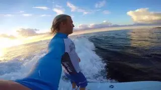 Sunset surfing with friends