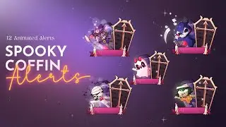 Spooky Coffin Cute Animated Stream Alerts | Witch, Vampire, Zombie, Mummy Alerts | Twitch Alerts